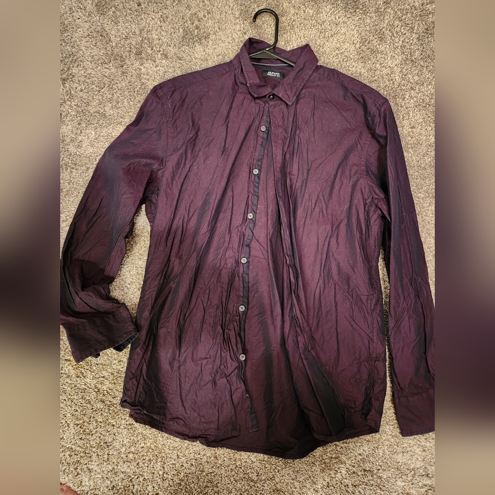 Express Men's Purple Button-Up Shirt